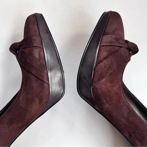 Lauren Ralph Lauren Chocolate Brown Suede Platform Pumps High Heels Size 7.5 - Picture 9 of 15